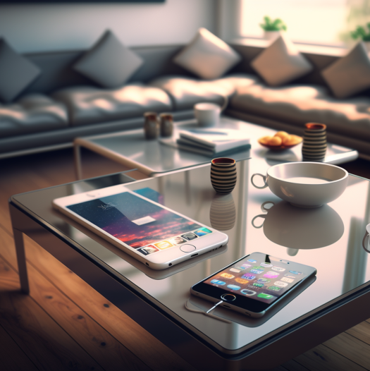 smartfon na stoliku